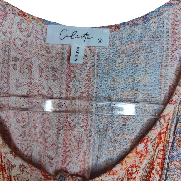 Calista Collection Boho Paisley Print Empire Waist Tiered Midi Dress - Picture 7 of 9